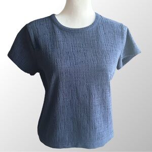 Madewell Verse Navy Tie-Back Textured Short-Sleeve shirt in size Small